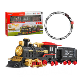 3節式圓形軌道電動蒸汽火車(大台)(復古仿真火車頭會噴煙)(5917) (無法超商取貨)