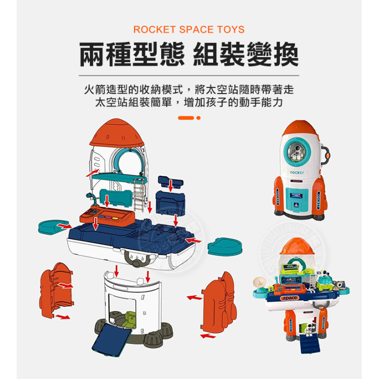 太空人火箭家家酒玩具組(火箭收納箱)(008501)