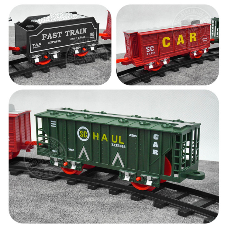 4節式軌道電動蒸汽火車(大台火車頭會噴煙)(可組圓形/方形/長形軌道)(6336) (無法超商取貨)