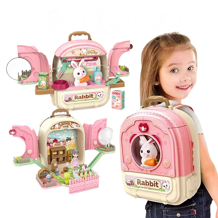 寵物兔子背包家家酒(太空窗/展開迷你場景組/收納背包)(0089991)