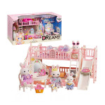 夢想兔子迷你雙層臥室溜滑梯場景家家酒組(2兔子公仔)(6638)