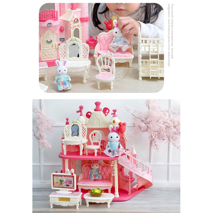夢想兔子我的風車城堡場景家家酒組(客廳+臥室+2兔子公仔)(6689) (無法超商取貨)