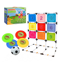 大型九宮格射飛盤遊戲組(8飛盤+1足球+1收納袋)(架子高160＊寬120)(團康露營遊戲ZY267)