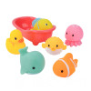 6入海洋動物洗澡玩具啾啾+浴盆(章魚版)(安全漆ST609)