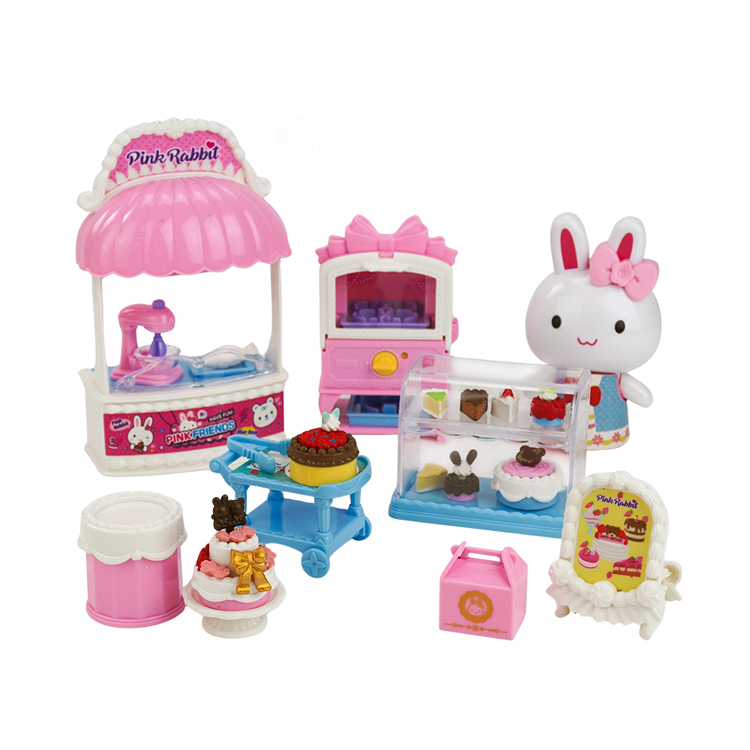 粉紅兔蛋糕烘培店家家酒(精緻蛋糕小甜點+烘培配件)(附粉紅兔公仔)(授權37038)
