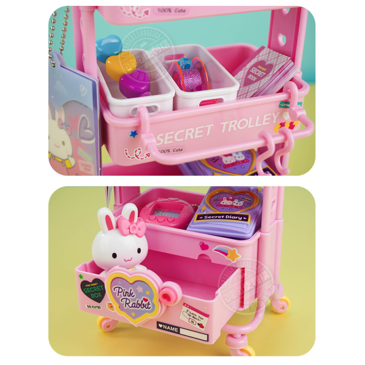 粉紅兔3層迷你置物架家家酒(附文具小物配件)(附粉紅兔公仔)(授權37047)