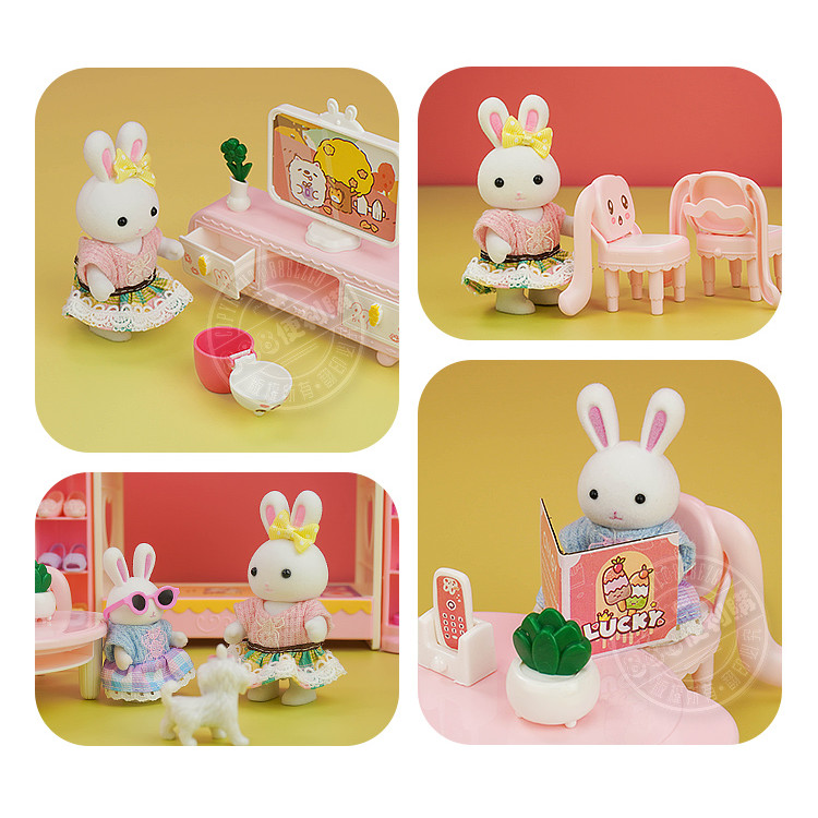 夢想兔子我的城堡書房客廳場景家家酒組(2兔子公仔)(6711) (無法超商取貨)