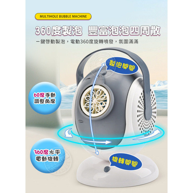 連續不間斷舞台旋轉吹泡泡機(LED燈/多泡泡量/室內外活動/水平360度/上下60度)(MY2992)
