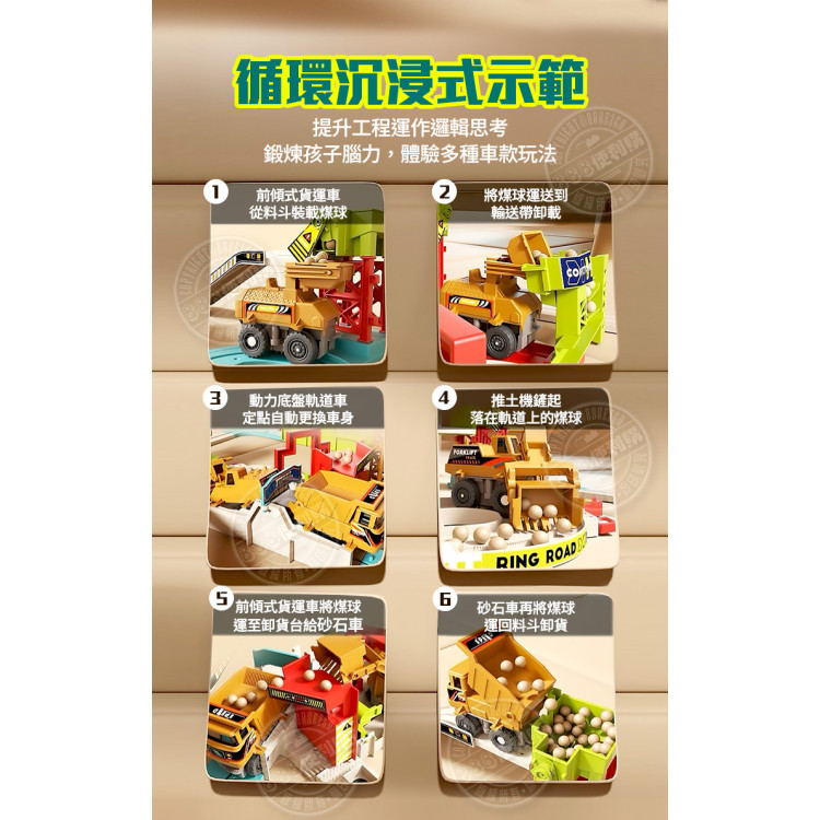 電動採礦軌道工程車(自動換車殼+採礦+塔式起重機+2人偶)(7737) (無法超商取貨)