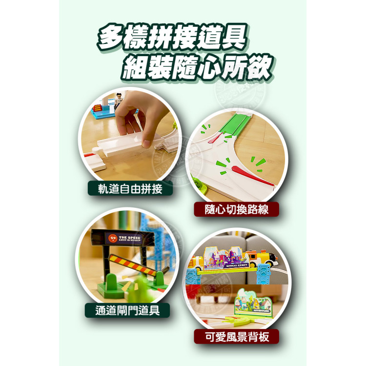 7747益智組裝電動火車軌道場景組(125PCS豪華組)(旋轉爬升軌道/高架橋/磁吸列車/可切換軌道/雙人偶)