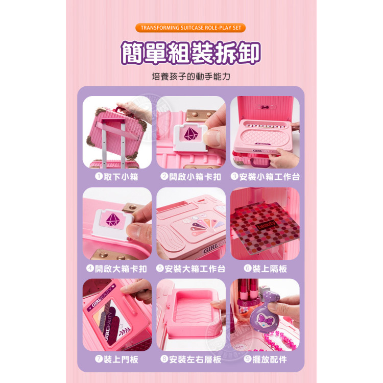 8603手拉行李箱3型態兒童化妝台梳妝組(大小行李箱收納方便)(008603) (無法超商取貨)
