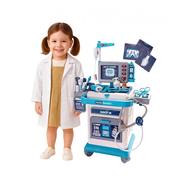 8205仿真醫療護理工作台手推車醫生組家家酒(耳溫槍+點滴架+X光片+角色扮演+模擬音效)(008205) (無法超商取貨)