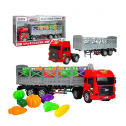 1:18 聲光摩輪蔬菜水果運輸車(附蔬果模型/後閘欄門可開/燈光音效/音樂/說故事)(5937) (無法超商取貨)