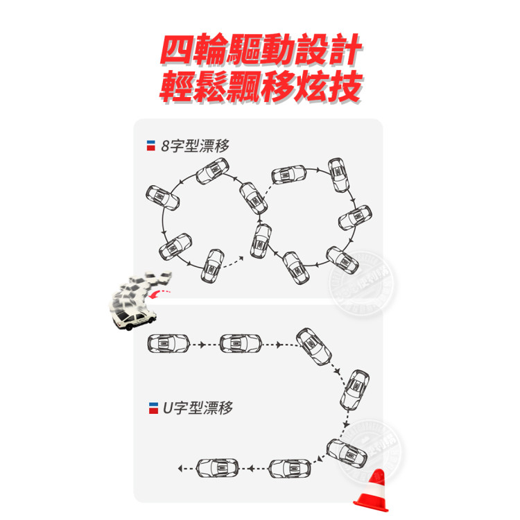 1:24 頭文字D可飄移遙控車(車頭燈亮/附3.7V充電池/2.4G槍型遙控/四輪傳動)(93218)