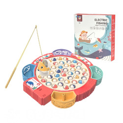 懷舊電動音樂釣魚盤(45隻魚/4支磁吸釣桿/帶音樂可靜音/)(親子互動手眼協調)(202222)