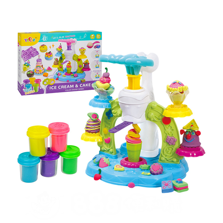 彩泥黏土冰淇淋甜點製造機(附模具+5色彩泥)(8851)