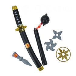 日版忍者短武士刀組(編織帶握把刀+流星錘+飛標)(ST) (無法超商取貨)