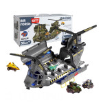 大台軍士運輸直升機模型組(燈光/音效/艙門開/收納空間/附戰車飛機+士兵組)(5581009)