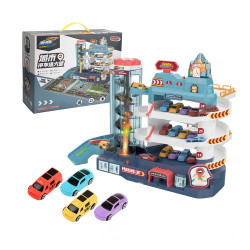 3301城市場景旋轉電梯立體停車場組(燈光音效+旋轉電梯+3層停車場+附4台小車)