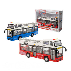 聲光摩輪露天雙層觀光巴士公車(車門可開)(燈光音效/音樂/說故事)(5939)