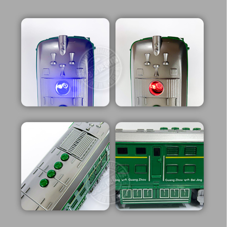 聲光摩輪仿真噴煙綠皮火車(加水有蒸氣效果)(燈光音效/音樂/說故事)(5940)