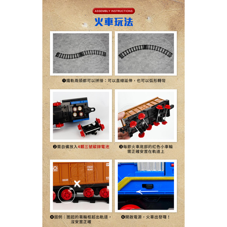 電動仿真3節式復古蒸汽火車(加水蒸氣效果/3節式/8節圓形軌道/燈光音效)(5941) (無法超商取貨)