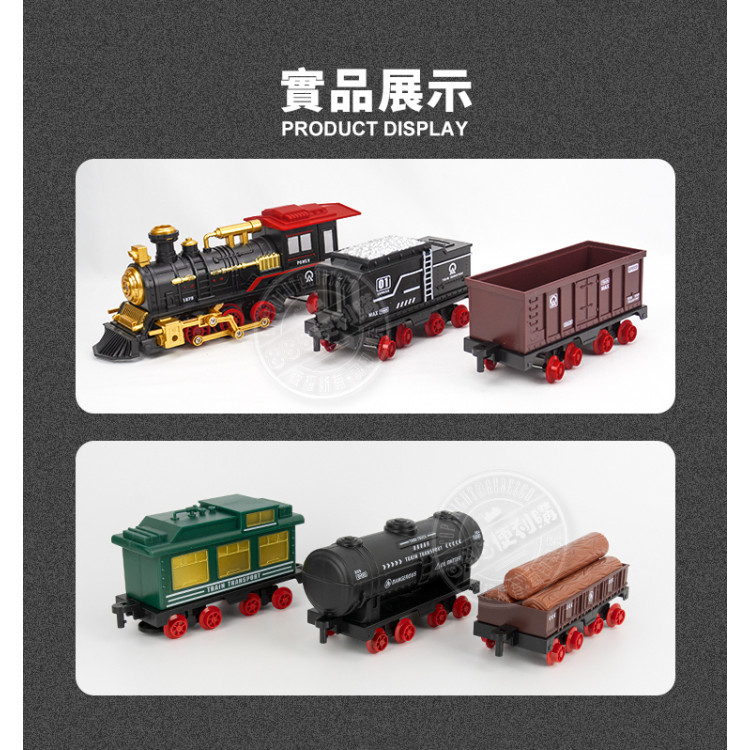 豪華版電動仿真6節式復古蒸汽火車(加水蒸氣效果/6節式/18節軌道/燈光音效)(5919) (無法超商取貨)