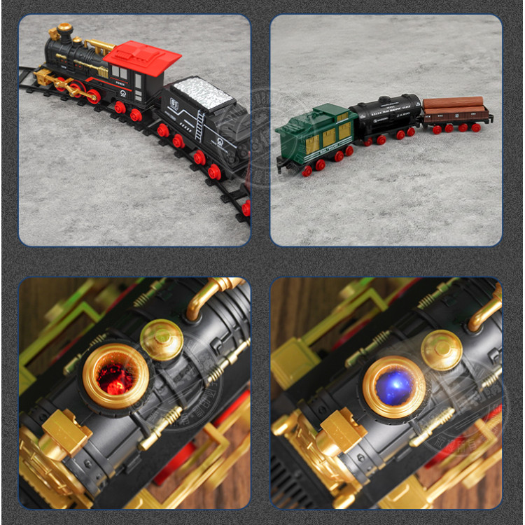 豪華版電動仿真6節式復古蒸汽火車(加水蒸氣效果/6節式/18節軌道/燈光音效)(5919) (無法超商取貨)