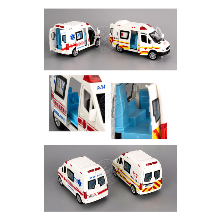 1:36 聲光迴力台灣119救護車(合金版/前後車門可開/附電池/聲光音效)