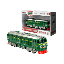 聲光摩輪仿真噴煙綠皮火車(加水有蒸氣效果)(燈光音效/音樂/說故事)(5940)