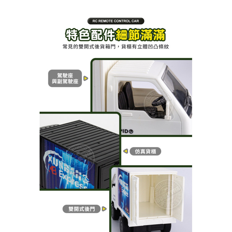 1:18  遙控小貨車(全配附USB充電電池/車頭燈亮/後門可開)(KS64Y)