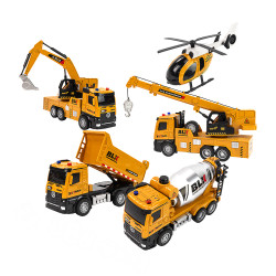 立體開窗盒5入城市工程車隊組(黃色工程車組)(慣性摩輪驅動/聲光音樂)(8881) (無法超商取貨)