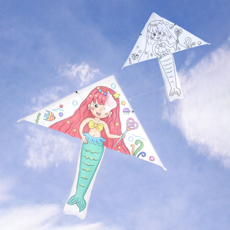 填色三角彩繪風箏(彩虹尾巴)(多款圖案)(附30公尺手板線) (無法超商取貨)