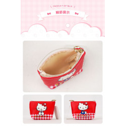 Hello Kitty 斜紋皮革零錢包+鑰匙包(授權)