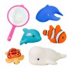 5入海洋動物洗澡玩具啾啾(大白鯨版)(附撈網)(安全漆ST401)