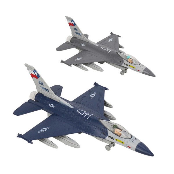 超合金F16戰鬥機模型(有音效+回力功能+附展示架)